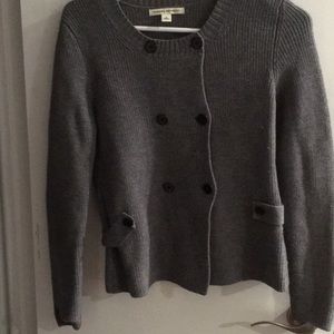 Gray Banana Republic button down cardigan.